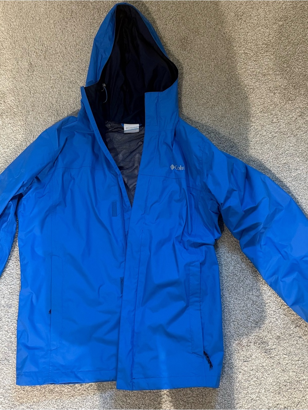 Columbia Men's Bright Blue Hooded Raincoat